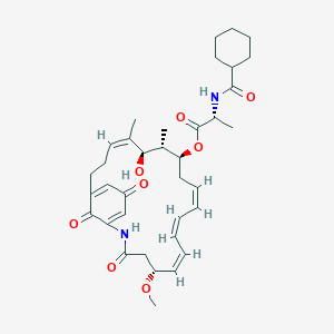 molecular formula C36H48N2O8 B8101643 [(5R,6Z,8Z,10Z,13S,14S,15R,16Z)-15-hydroxy-5-methoxy-14,16-dimethyl-3,22,24-trioxo-2-azabicyclo[18.3.1]tetracosa-1(23),6,8,10,16,20-hexaen-13-yl] (2R)-2-(cyclohexanecarbonylamino)propanoate 