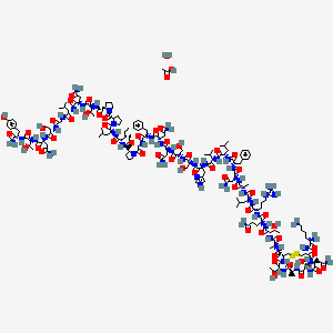 molecular formula C173H273N51O56S2 B8101710 acetic acid;(2S)-N-[(2S)-1-[[(2S)-1-[[(2S)-1-[[(2S)-4-amino-1-[[(2S)-1-[[(2S)-1-[[(2S)-1-[[(2S)-1-[[(2S)-1-[[(2S)-1-[[(2S)-4-amino-1-[[(2S)-4-amino-1-[[(2S)-1-[[2-[(2S)-2-[[(2S,3S)-1-[[(2S)-1-[(2S)-2-[(2S)-2-[[(2S,3R)-1-[[(2S)-4-amino-1-[[(2S)-1-[[2-[[(2S)-1-[[(2S)-4-amino-1-[[(2S,3R)-1-[[(2S)-1-amino-3-(4-hydroxyphenyl)-1-oxopropan-2-yl]amino]-3-hydroxy-1-oxobutan-2-yl]amino]-1,4-dioxobutan-2-yl]amino]-3-hydroxy-1-oxopropan-2-yl]amino]-2-oxoethyl]amino]-3-methyl-1-oxobutan-2-yl]amino]-1,4-dioxobutan-2-yl]amino]-3-hydroxy-1-oxobutan-2-yl]carbamoyl]pyrrolidine-1-carbonyl]pyrrolidin-1-yl]-4-methyl-1-oxopentan-2-yl]amino]-3-methyl-1-oxopentan-2-yl]carbamoyl]pyrrolidin-1-yl]-2-oxoethyl]amino]-1-oxo-3-phenylpropan-2-yl]amino]-1,4-dioxobutan-2-yl]amino]-1,4-dioxobutan-2-yl]amino]-3-hydroxy-1-oxopropan-2-yl]amino]-3-hydroxy-1-oxopropan-2-yl]amino]-3-(1H-imidazol-4-yl)-1-oxopropan-2-yl]amino]-3-methyl-1-oxobutan-2-yl]amino]-4-methyl-1-oxopentan-2-yl]amino]-1-oxo-3-phenylpropan-2-yl]amino]-1,4-dioxobutan-2-yl]amino]-1-oxopropan-2-yl]amino]-4-methyl-1-oxopentan-2-yl]amino]-5-carbamimidamido-1-oxopentan-2-yl]-2-[[(2S,3R)-2-[[(2S)-2-[[(4R,7S,10S,13S,16S,19R)-16-(2-amino-2-oxoethyl)-19-[[(2S)-2,6-diaminohexanoyl]amino]-7,13-bis[(1R)-1-hydroxyethyl]-10-methyl-6,9,12,15,18-pentaoxo-1,2-dithia-5,8,11,14,17-pentazacycloicosane-4-carbonyl]amino]propanoyl]amino]-3-hydroxybutanoyl]amino]pentanediamide;hydrate 
