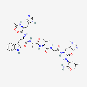 molecular formula C41H57N13O8 B8101803 Ac-His-Trp-Ala-Val-Gly-His-Leu-NH2 