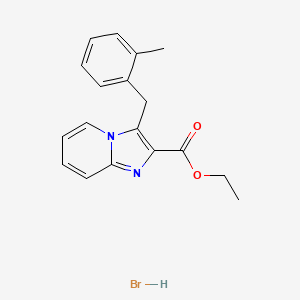 molecular formula C18H19BrN2O2 B8102789 Ethyl 3-[(2-methylphenyl)methyl]imidazo[1,2-a]pyridine-2-carboxylate;hydrobromide 