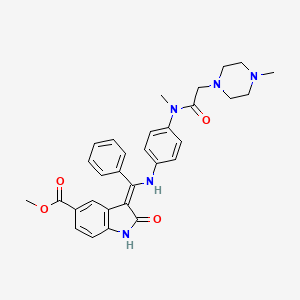 molecular formula C31H33N5O4 B8103226 methyl (3Z)-3-[[4-[methyl-[2-(4-methylpiperazin-1-yl)acetyl]amino]anilino]-phenylmethylidene]-2-oxo-1H-indole-5-carboxylate 