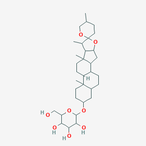 molecular formula C33H54O8 B081034 2-(Hydroxymethyl)-6-(5',7,9,13-tetramethylspiro[5-oxapentacyclo[10.8.0.02,9.04,8.013,18]icosane-6,2'-oxane]-16-yl)oxyoxane-3,4,5-triol CAS No. 14835-43-9