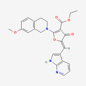 molecular formula C25H23N3O5 B8103545 ethyl (5Z)-2-(7-methoxy-3,4-dihydro-1H-isoquinolin-2-yl)-4-oxo-5-(1H-pyrrolo[2,3-b]pyridin-3-ylmethylidene)furan-3-carboxylate 