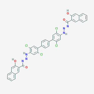 B081038 N-[[2,5-dichloro-4-[4-[2,5-dichloro-4-[2-(3-hydroxynaphthalene-2-carbonyl)iminohydrazinyl]phenyl]phenyl]phenyl]hydrazinylidene]-3-hydroxynaphthalene-2-carboxamide CAS No. 12225-04-6