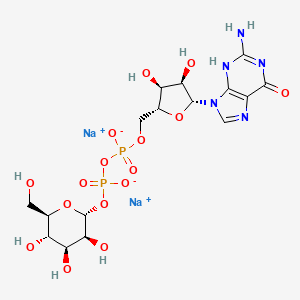 molecular formula C16H23N5Na2O16P2 B8104523 disodium;[[(2R,3S,4R,5R)-5-(2-amino-6-oxo-3H-purin-9-yl)-3,4-dihydroxyoxolan-2-yl]methoxy-oxidophosphoryl] [(2R,3S,4S,5S,6R)-3,4,5-trihydroxy-6-(hydroxymethyl)oxan-2-yl] phosphate 