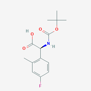molecular formula C14H18FNO4 B8104765 (S)-2-((Tert-butoxycarbonyl)amino)-2-(4-fluoro-2-methylphenyl)acetic acid 