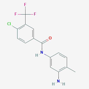 molecular formula C15H12ClF3N2O B8104784 N-(3-amino-4-methylphenyl)-4-chloro-3-(trifluoromethyl)benzamide 