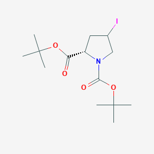 molecular formula C14H24INO4 B8104789 (2S)-DI-Tert-butyl 4-iodopyrrolidine-1,2-dicarboxylate 