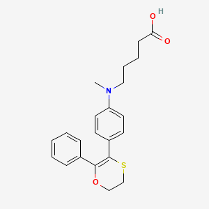 molecular formula C22H25NO3S B8105475 5-(Methyl(4-(2-phenyl-5,6-dihydro-1,4-oxathiin-3-yl)phenyl)amino)pentanoic acid 
