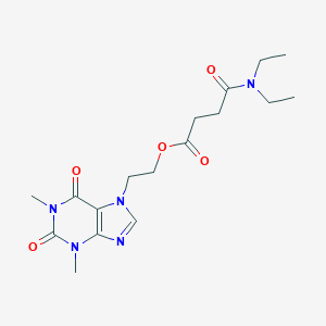 molecular formula C17H25N5O5 B081059 2-(1,2,3,6-Tetrahydro-1,3-dimethyl-2,6-dioxo-7H-purin-7-yl)ethyl 4-(diethylamino)-4-oxobutyrate CAS No. 12712-75-3