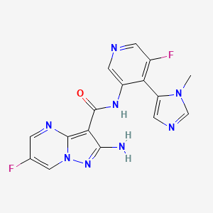 molecular formula C16H12F2N8O B8105919 Tuvusertib 