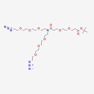 molecular formula C28H53N7O11 B8106321 N-(Boc-PEG2)-N-bis(PEG3-azide) 