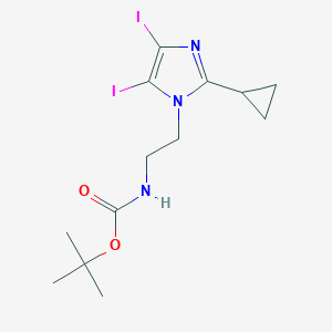 molecular formula C13H19I2N3O2 B8106898 Tert-butyl (2-(2-cyclopropyl-4,5-diiodo-1H-imidazol-1-YL)ethyl)carbamate 