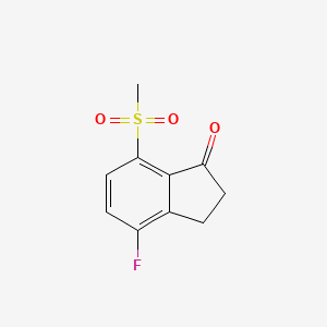 molecular formula C10H9FO3S B8107400 4-Fluoro-7-(methylsulfonyl)-2,3-dihydro-1H-inden-1-one CAS No. 1672665-29-0