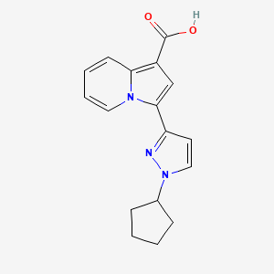 molecular formula C17H17N3O2 B8108342 3-(1-Cyclopentyl-1H-pyrazol-3-yl)indolizine-1-carboxylic acid 