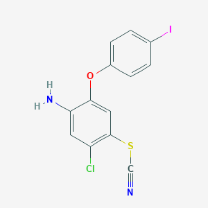molecular formula C13H8ClIN2OS B081113 Thiocyanic acid, 4-amino-2-chloro-5-(p-iodophenoxy)phenyl ester CAS No. 13997-32-5