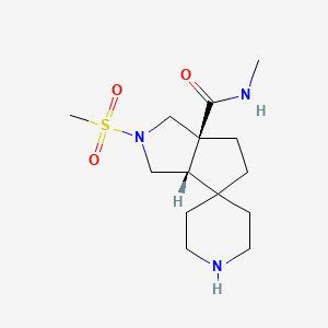 molecular formula C14H25N3O3S B8111758 rel-(3aS,6aS)-N-methyl-2-(methylsulfonyl)hexahydro-1H-spiro[cyclopenta[c]pyrrole-4,4'-piperidine]-6a-carboxamide 