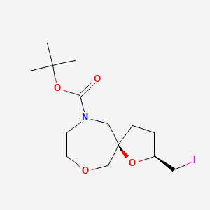 molecular formula C14H24INO4 B8112419 tert-Butyl (2S,5R)-2-(iodomethyl)-1,7-dioxa-10-azaspiro[4.6]undecane-10-carboxylate 