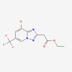molecular formula C11H9BrF3N3O2 B8112533 Ethyl2-(8-bromo-6-(trifluoromethyl)-[1,2,4]triazolo[1,5-A]pyridin-2-YL)acetate 