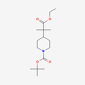 molecular formula C16H29NO4 B8112736 Tert-butyl 4-(1-ethoxy-2-methyl-1-oxopropan-2-yl)piperidine-1-carboxylate 