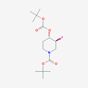 molecular formula C15H26FNO5 B8112884 Trans-tert-butyl 4-(tert-butoxycarbonyloxy)-3-fluoropiperidine-1-carboxylate CAS No. 2101206-83-9