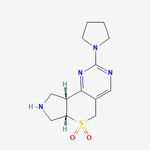 molecular formula C13H18N4O2S B8113315 (2R,6S)-12-pyrrolidin-1-yl-7λ6-thia-4,11,13-triazatricyclo[7.4.0.02,6]trideca-1(13),9,11-triene 7,7-dioxide 