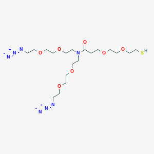 molecular formula C19H37N7O7S B8114054 N,N-Bis(PEG2-N3)-N-amido-PEG2-thiol 