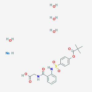 molecular formula C20H31N2NaO11S B8114472 2-[[2-[[4-(2,2-dimethylpropanoyloxy)phenyl]sulfonylamino]benzoyl]amino]acetic acid;sodium hydride;tetrahydrate 