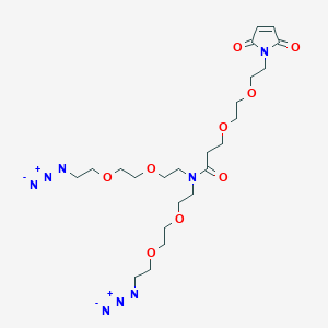 molecular formula C23H38N8O9 B8115128 N,N-Bis(PEG2-azide)-N-amido-PEG2-maleimide 