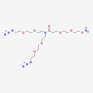 molecular formula C19H38N8O8 B8115134 N,N-Bis(PEG2-azide)-N-amido-PEG2-oxyamine 