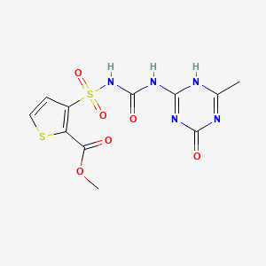 molecular formula C11H11N5O6S2 B8115440 methyl 3-[(6-methyl-4-oxo-1H-1,3,5-triazin-2-yl)carbamoylsulfamoyl]thiophene-2-carboxylate 