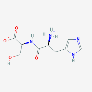 molecular formula C9H14N4O4 B8115483 (2S)-2-[[(2S)-2-azaniumyl-3-(1H-imidazol-5-yl)propanoyl]amino]-3-hydroxypropanoate 