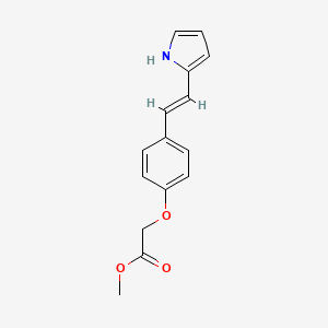 molecular formula C15H15NO3 B8116070 Acetic acid, [4-[2-(1H-pyrrol-2-yl)ethenyl]phenoxy]-, methyl ester, (E)- (9CI) 