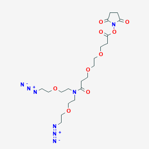 molecular formula C20H32N8O9 B8116187 N,N-Bis(PEG1-azide)-N-PEG2-NHS ester 