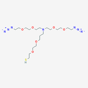 molecular formula C19H39N7O6S B8116238 N,N-Bis(PEG2-azide)-N-PEG2-thiol 
