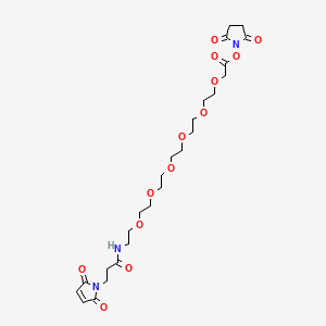molecular formula C25H37N3O13 B8116322 Mal-propionylamido-PEG6-NHS acetate 