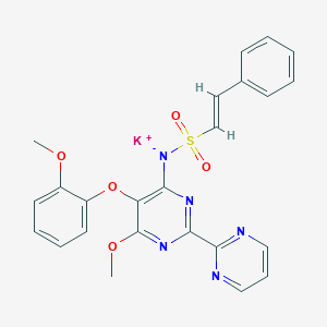 molecular formula C24H20KN5O5S B8117355 potassium;[6-methoxy-5-(2-methoxyphenoxy)-2-pyrimidin-2-ylpyrimidin-4-yl]-[(E)-2-phenylethenyl]sulfonylazanide 