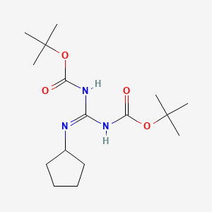 molecular formula C16H29N3O4 B8118815 CArbamic acid, (cyclopentylcarbonimidoyl)bis-, bis(1,1-dimethylethyl) ester 