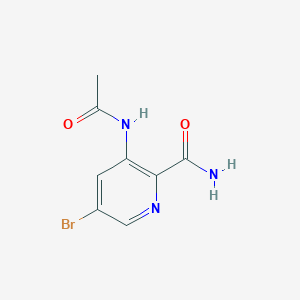 molecular formula C8H8BrN3O2 B8118908 5-Bromo-3-acetamidopyridine-2-carboxamide 