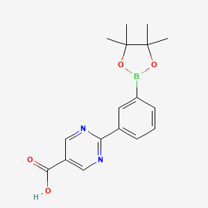 molecular formula C17H19BN2O4 B8119445 2-(3-(4,4,5,5-Tetramethyl-1,3,2-dioxaborolan-2-yl)phenyl)pyrimidine-5-carboxylic acid 