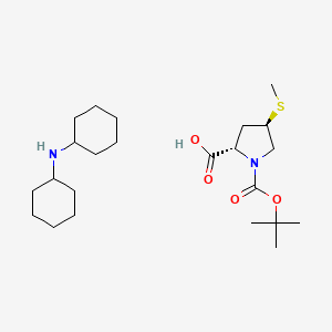 molecular formula C23H42N2O4S B8119689 N-cyclohexylcyclohexanamine;(2S,4R)-1-[(2-methylpropan-2-yl)oxycarbonyl]-4-methylsulfanylpyrrolidine-2-carboxylic acid 