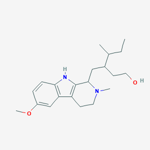 molecular formula C21H32N2O2 B081197 3-[(6-Methoxy-2-methyl-1,3,4,9-tetrahydropyrido[3,4-b]indol-1-yl)methyl]-4-methylhexan-1-ol CAS No. 14358-60-2