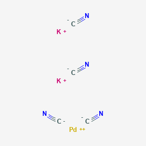molecular formula C4H6K2N4O3Pd B081200 Palladate(2-), tetrakis(cyano-C)-, dipotassium, (SP-4-1)- CAS No. 14516-46-2
