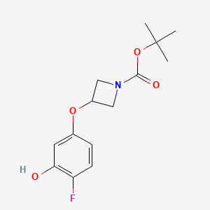 molecular formula C14H18FNO4 B8121335 tert-Butyl 3-(4-fluoro-3-hydroxyphenoxy)azetidine-1-carboxylate 