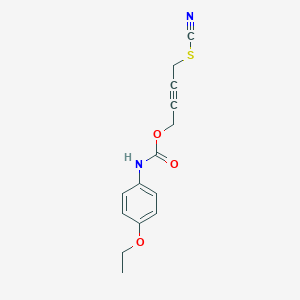 molecular formula C14H14N2O3S B081215 N-(p-Ethoxyphenyl)carbamic acid 4-thiocyanato-2-butynyl ester CAS No. 14225-21-9