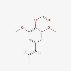 molecular formula C13H16O4 B8121655 Benzene-2-acetate, 1,3-dimethoxy-5-(1-propenyl)- 