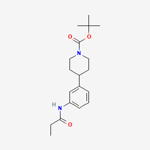 molecular formula C19H28N2O3 B8121862 Tert-butyl 4-[3-(propionylamino)phenyl]-1-piperidinecarboxylate 