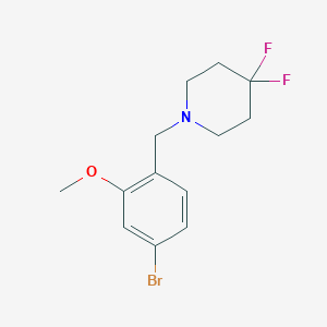 molecular formula C13H16BrF2NO B8122017 1-(4-Bromo-2-methoxybenzyl)-4,4-difluoropiperidine 
