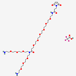 molecular formula C40H72F3N5O18 B8122138 N-[2-[2-[2-[2-[2-[2-[3-[bis[2-[2-[2-(2-aminoethoxy)ethoxy]ethoxy]ethyl]amino]-3-oxopropoxy]ethoxy]ethoxy]ethoxy]ethoxy]ethoxy]ethyl]-3-(2,5-dioxopyrrol-1-yl)propanamide;2,2,2-trifluoroacetic acid 