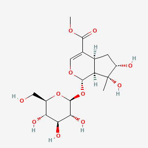 molecular formula C17H26O11 B8122915 Methyl (1S,4aS,6S,7R,7aS)-6,7-dihydroxy-7-methyl-1-(((2S,3R,4S,5S,6R)-3,4,5-trihydroxy-6-(hydroxymethyl)tetrahydro-2H-pyran-2-yl)oxy)-1,4a,5,6,7,7a-hexahydrocyclopenta[c]pyran-4-carboxylate 